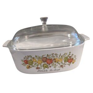 Vintage CorningWare 4QT A-84-B Spice of Life L Echalote La Sauge Dish w Lid